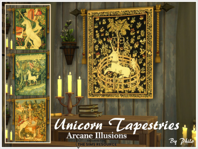 Sims 4 Arcane Illusions Unicorn Tapestries by philo at TSR