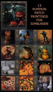 13 Pumpkin Patch Paintings for Simblreen by Simmiller at Mod The Sims 4