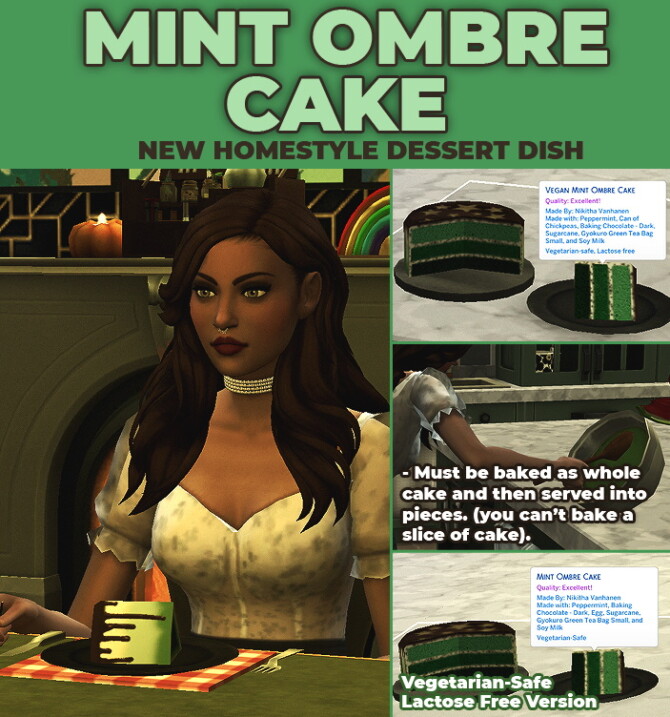 Sims 4 Mint Ombre Cake   New Custom Recipe by RobinKLocksley at Mod The Sims 4