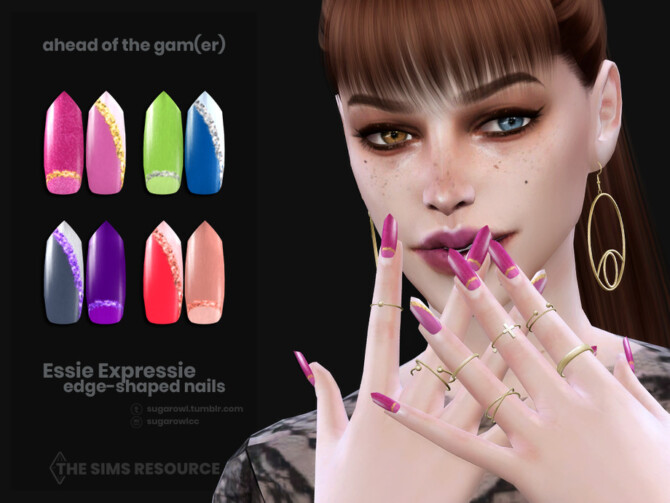 Sims 4 Ahead Of The Gamer | Essie Expressie edge nails by sugar owl at TSR