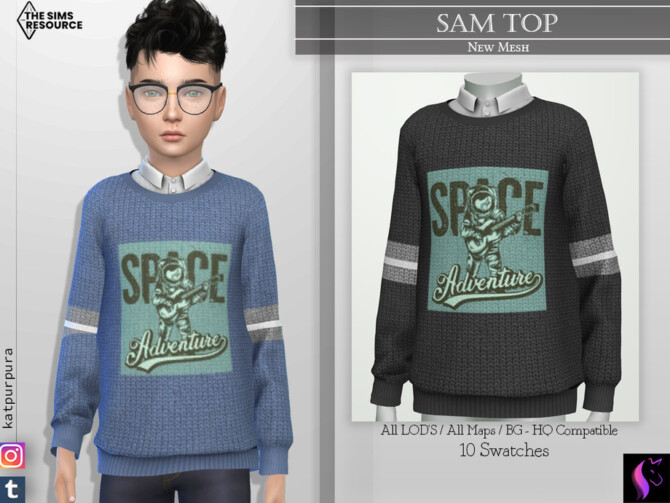 Sims 4 Sam Top by KaTPurpura at TSR