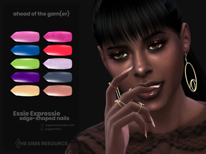 Sims 4 Ahead Of The Gamer | Essie Expressie edge nails by sugar owl at TSR