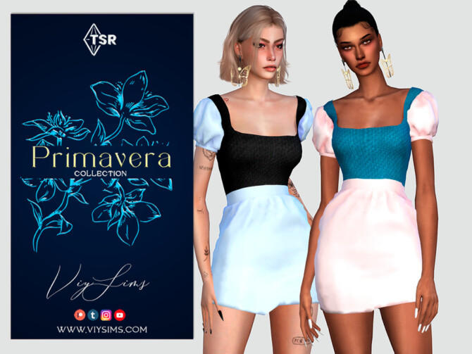 Sims 4 Primavera Collection   Dress III by Viy Sims at TSR