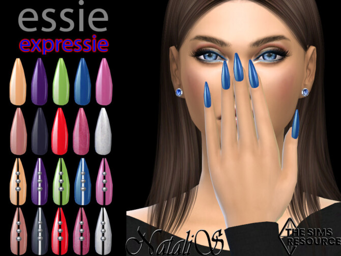 Sims 4 Essie Expressie ballerina nails set by NataliS at TSR