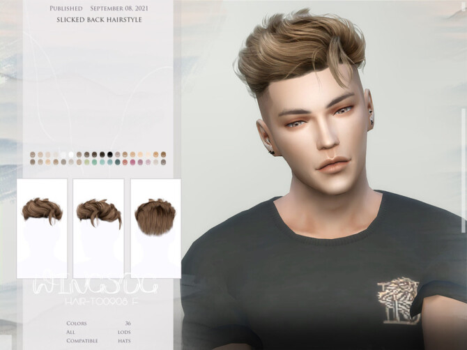 Sims 4 Slicked Back Hairstyle by wingssims at TSR
