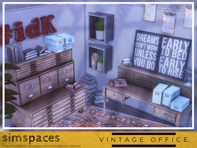 Sims 4 Vintage Office by simspaces at TSR
