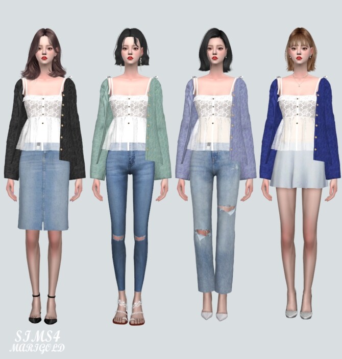 Sims 4 Cardigan With Bustier at Marigold