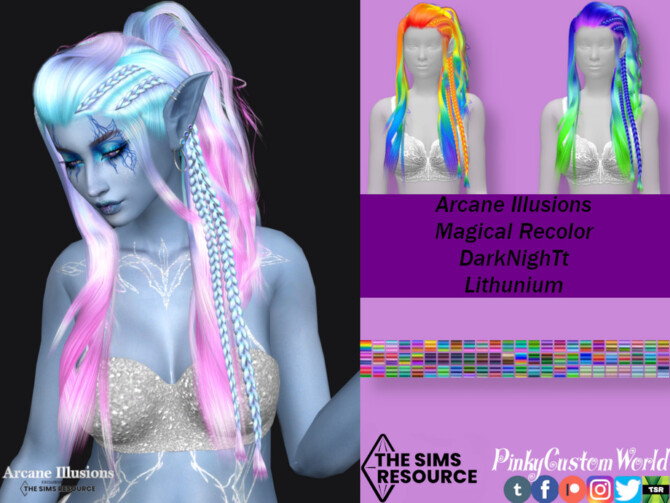 Sims 4 Arcane Illusions Magical Recolor of DarkNighTt Lithunium hair by PinkyCustomWorld at TSR