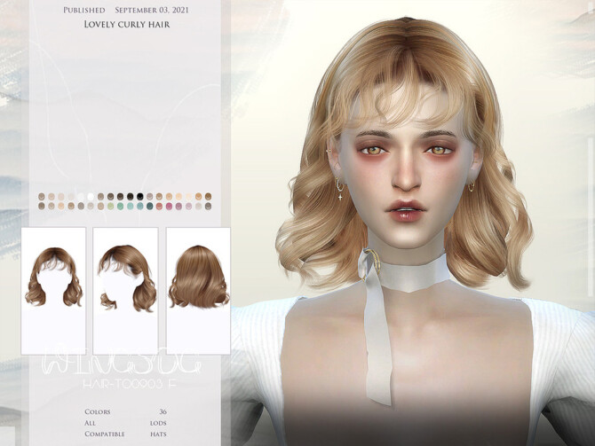 Sims 4 WINGS TO0903 Lovely curly hair by wingssims at TSR