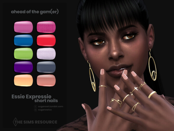 Sims 4 Ahead Of The Gamer | Essie Expressie short nails by sugar owl at TSR