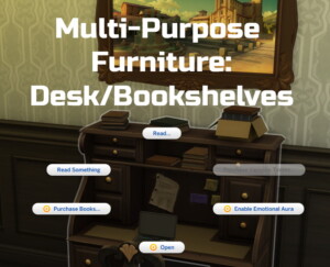 Multi-Purpose Furniture: Desk/Bookshelves by Ilex at Mod The Sims 4