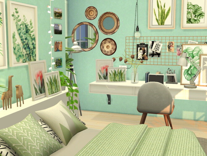 Sims 4 Mint Teen Bedroom by Flubs79 at TSR