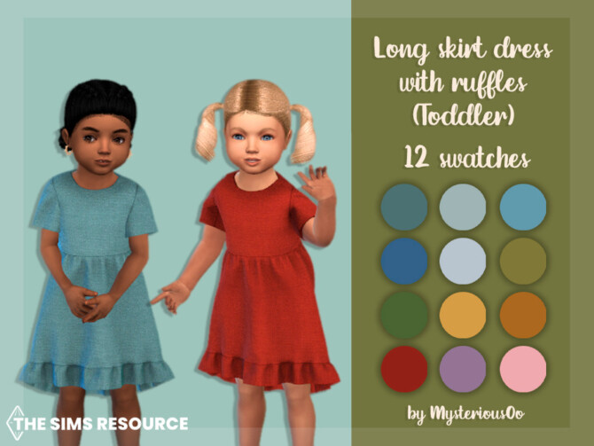 Sims 4 Long skirt dress with ruffles Toddler by MysteriousOo at TSR