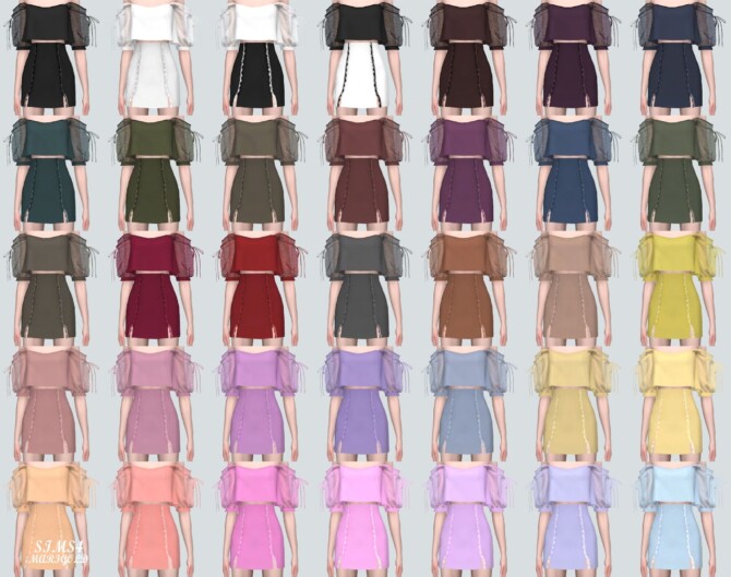 Sims 4 Off Shoulder Blouse With Lace Mini Skirts at Marigold