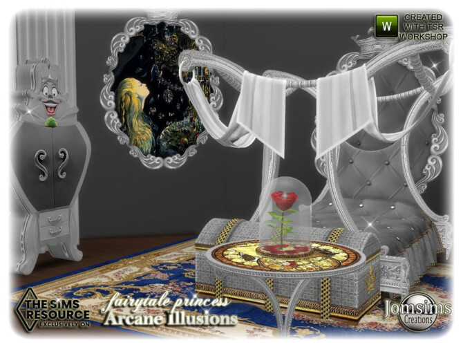 Sims 4 Arcane Illusions fairytale princess bedroom by jomsims at TSR