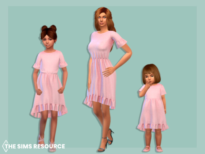 Sims 4 Long skirt dress with ruffles Child by MysteriousOo at TSR