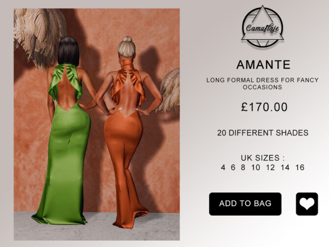 Sims 4 Amante Dress by Camuflaje at TSR