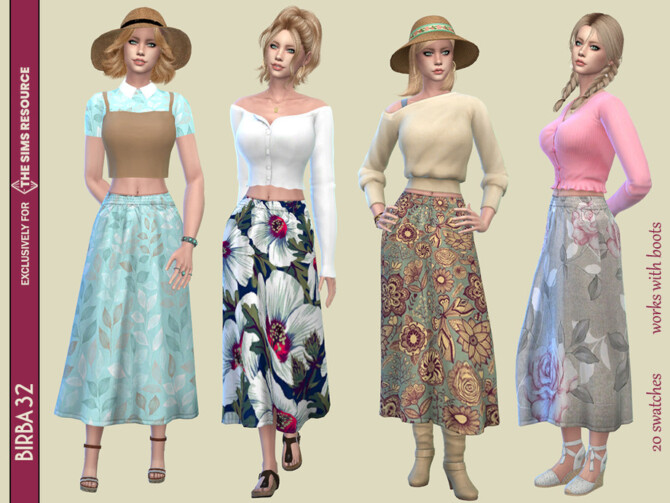 Sims 4 Floral country skirt by Birba32 at TSR