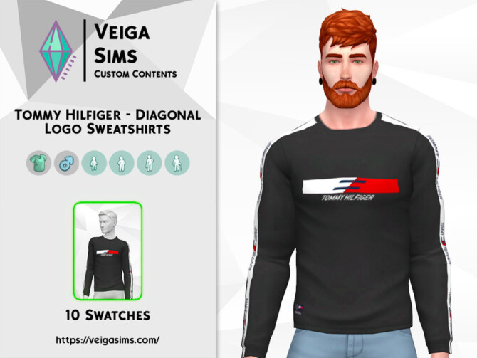 Sims 4 Diagonal Logo Sweatshirts by David Mtv at TSR