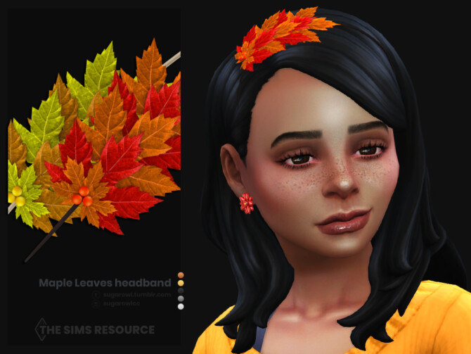 Sims 4 Maple Leaves headband for kids by sugar owl at TSR