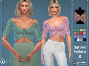 Shape Striped Velvet Crop Top by Harmonia at TSR