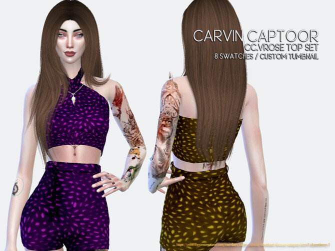 Sims 4 Vrose Top Set by carvin captoor at TSR