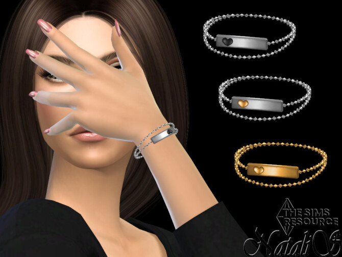 Sims 4 Metal bar with heart bracelet by NataliS at TSR