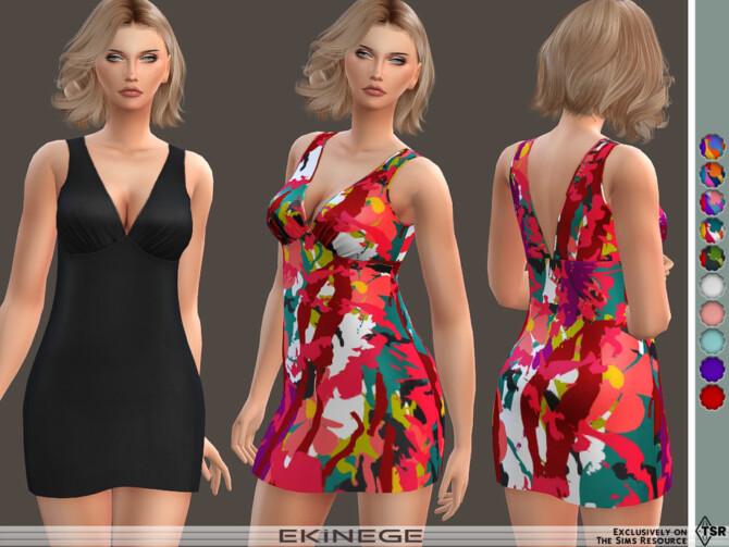 Sims 4 V Neck Mini Slip Dress by ekinege at TSR