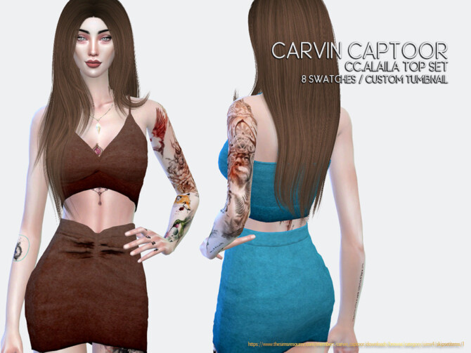 Sims 4 Alaila Top Set by carvin captoor at TSR