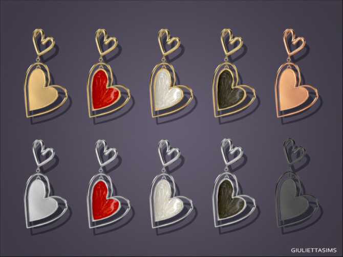 Sims 4 Mirabella Heart Earrings by feyona at TSR
