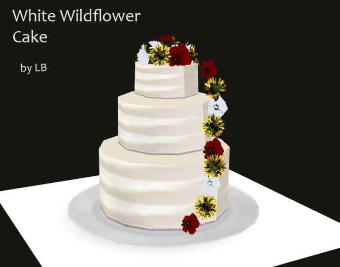 Sims 4 White Wildflower Cake by Laurenbell2016 at Mod The Sims 4