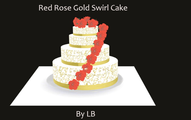 Sims 4 Red Rose Gold Swirl Cake by Laurenbell2016 at Mod The Sims 4