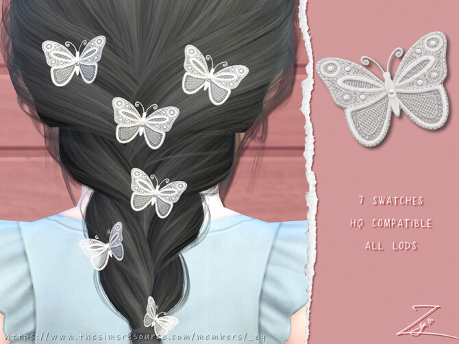 Sims 4 Lace Butterfly Hairpins For toddlers by  zy at TSR