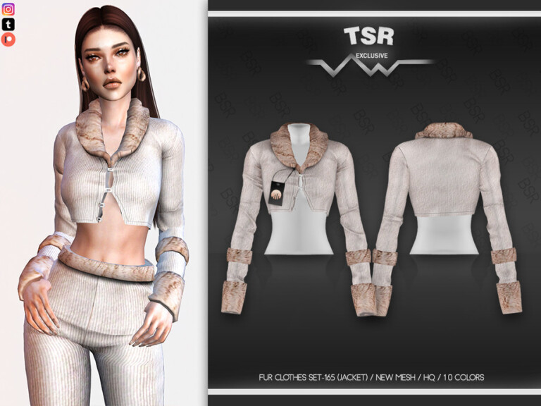 FUR CLOTHES SET-165 (JACKET) BD570 by busra-tr at TSR » Sims 4 Updates