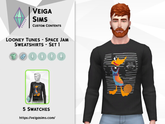 Sims 4 Looney Tunes Space Jam Sweatshirts Set 1 by David Mtv at TSR