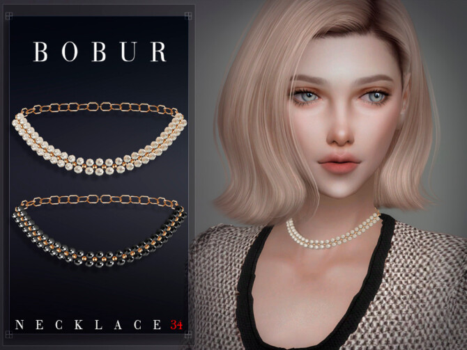 Sims 4 Pearl chain necklace by Bobur3 at TSR