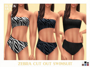 Zebra Cut Out Swimsuit by Black Lily at TSR