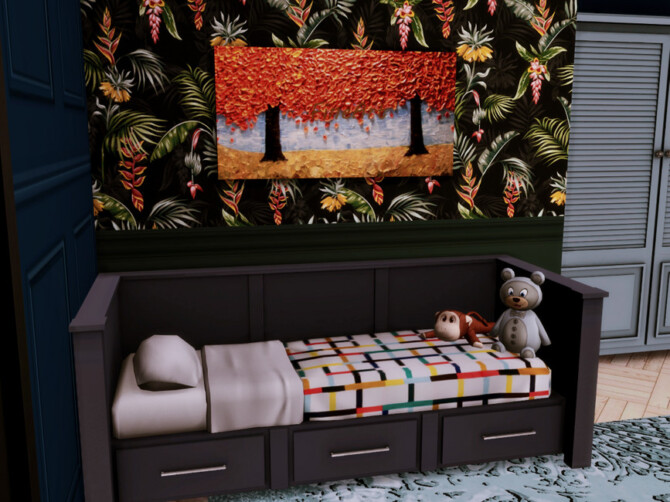 Sims 4 White Wine Art Deco Blue Kid bedroom by GenkaiHaretsu at TSR