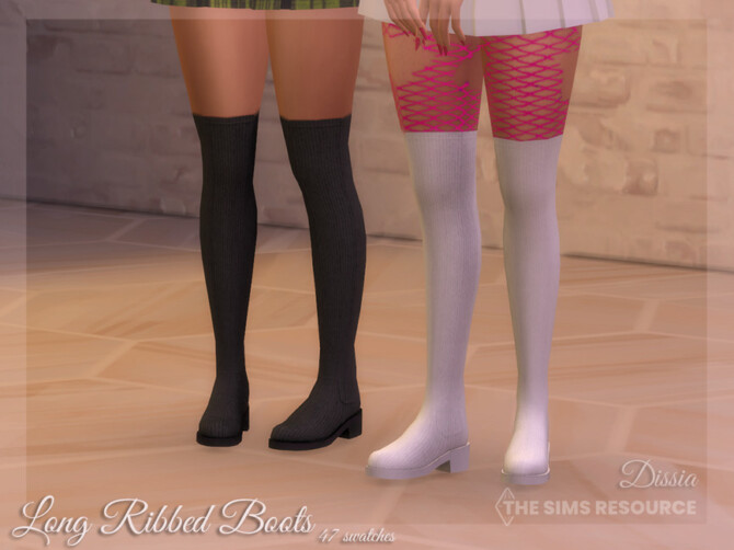 Sims 4 Long Ribbed Boots by Dissia at TSR