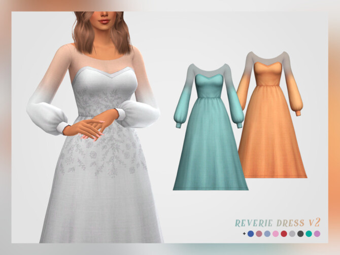 Sims 4 Reverie Dress V2 (recolor) by pixelette at TSR