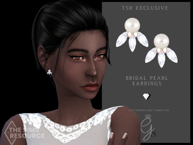 Sims 4 Pearl Bridal Earrings by Glitterberryfly at TSR