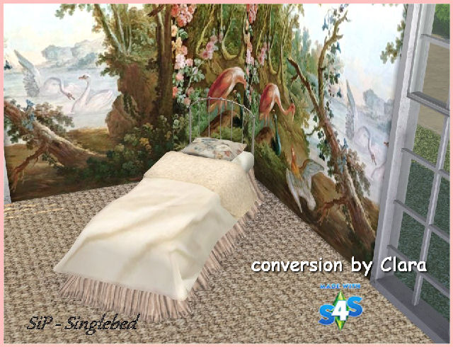 Sims 4 Single bed conversion by Clara at All 4 Sims