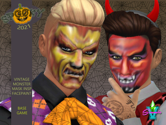 Sims 4 Vintage Monster Face Paint by SimmieV at TSR