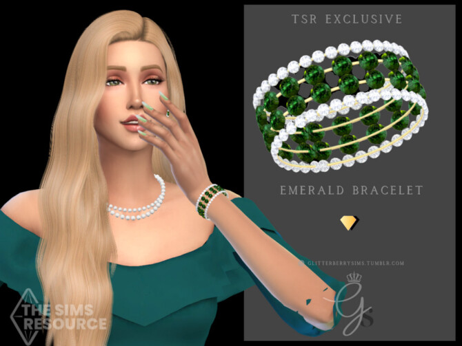 Sims 4 Emerald Bracelet by Glitterberryfly at TSR