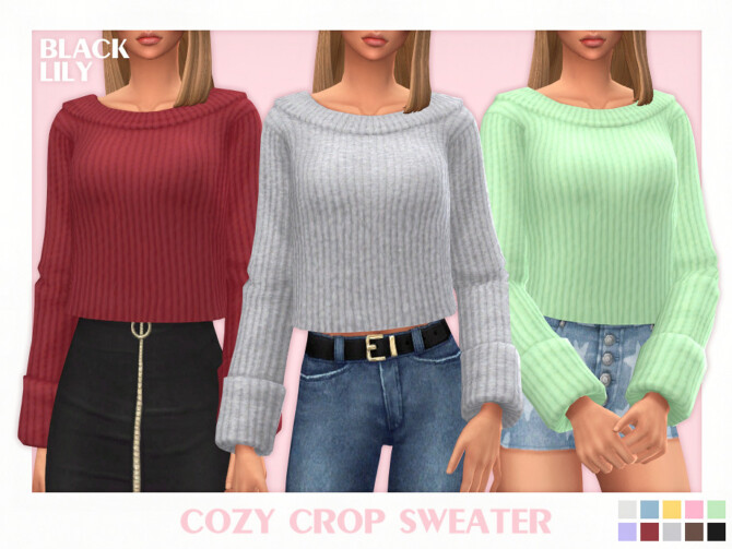 Sims 4 Cozy Crop Sweater by Black Lily at TSR