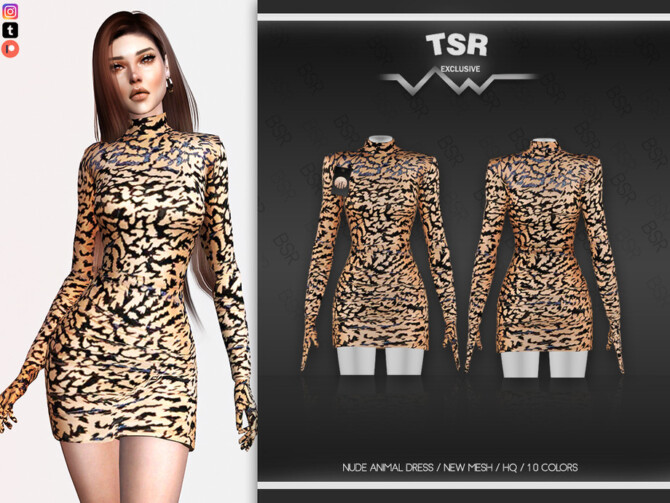 Sims 4 NUDE ANIMAL DRESS BD572 by busra tr at TSR