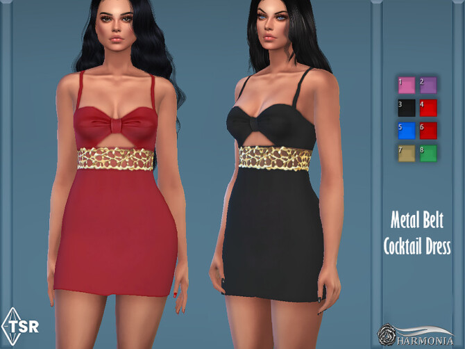 Sims 4 Embroidery Waist Belt Dress by Harmonia at TSR