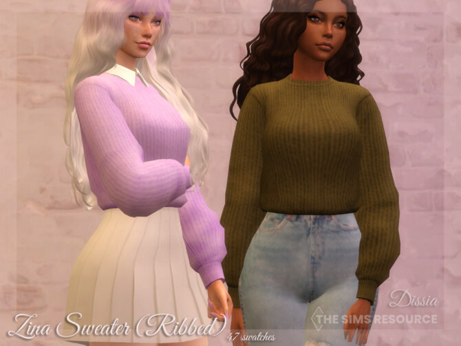 Sims 4 Zina Sweater (Ribbed) by Dissia at TSR