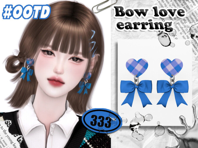 Bow love earrings by asan333 at TSR » Sims 4 Updates