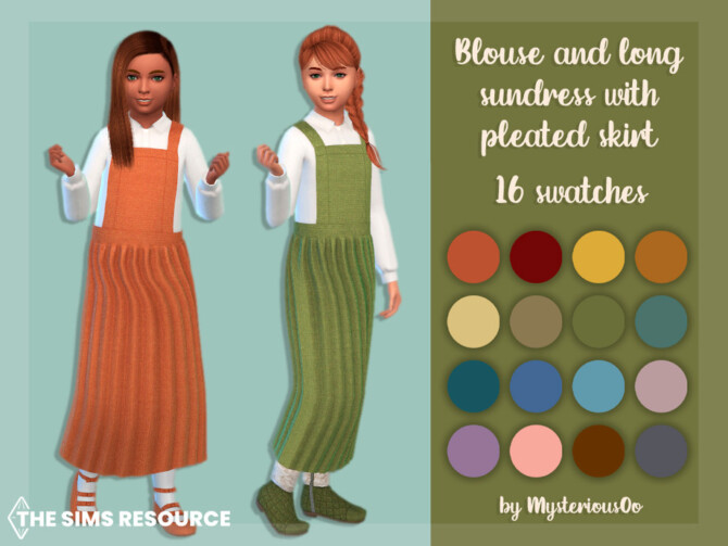Sims 4 Blouse and long sundress with pleated skirt at TSR